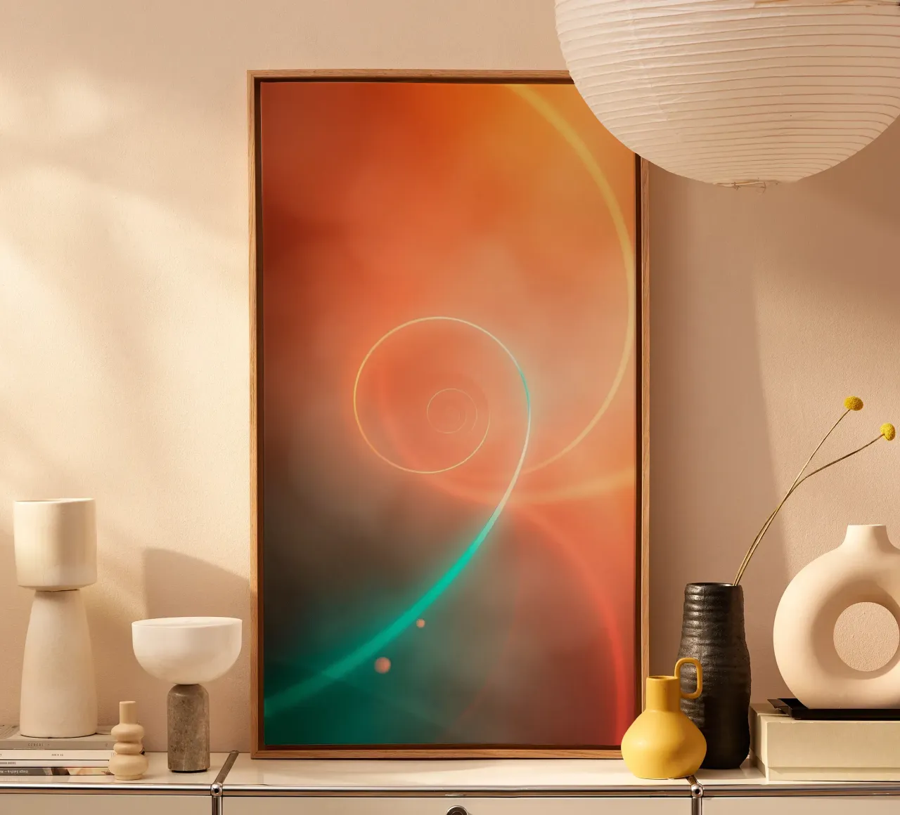 Dynamisches abstraktes Spiraldesign mit weichen Farbverläufen Leinwand von DesignDoodle