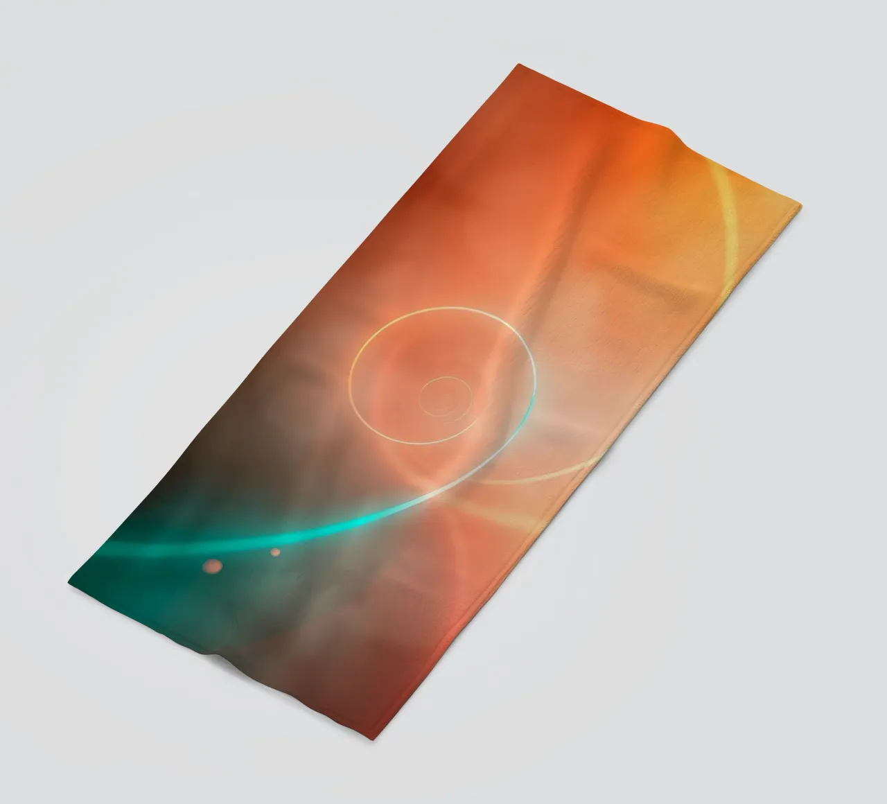 Dynamic abstract spiral design with soft gradients beach towel by DesignDoodle