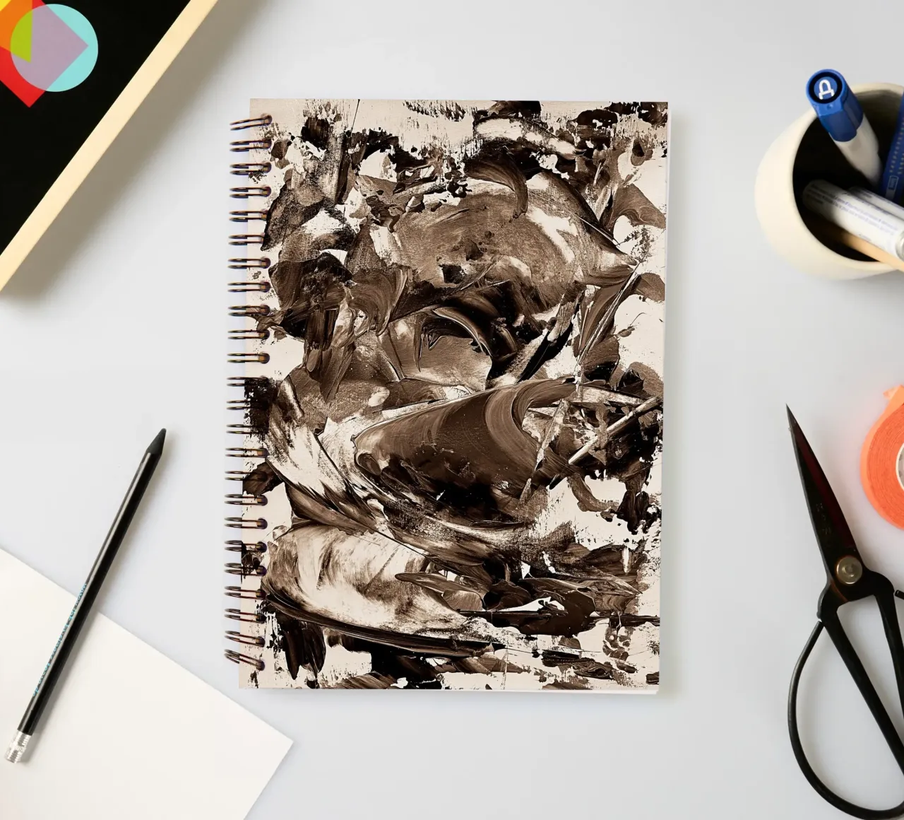 SEPIA 25 spiral notebook by Thierry Vobmann Abstract painting
