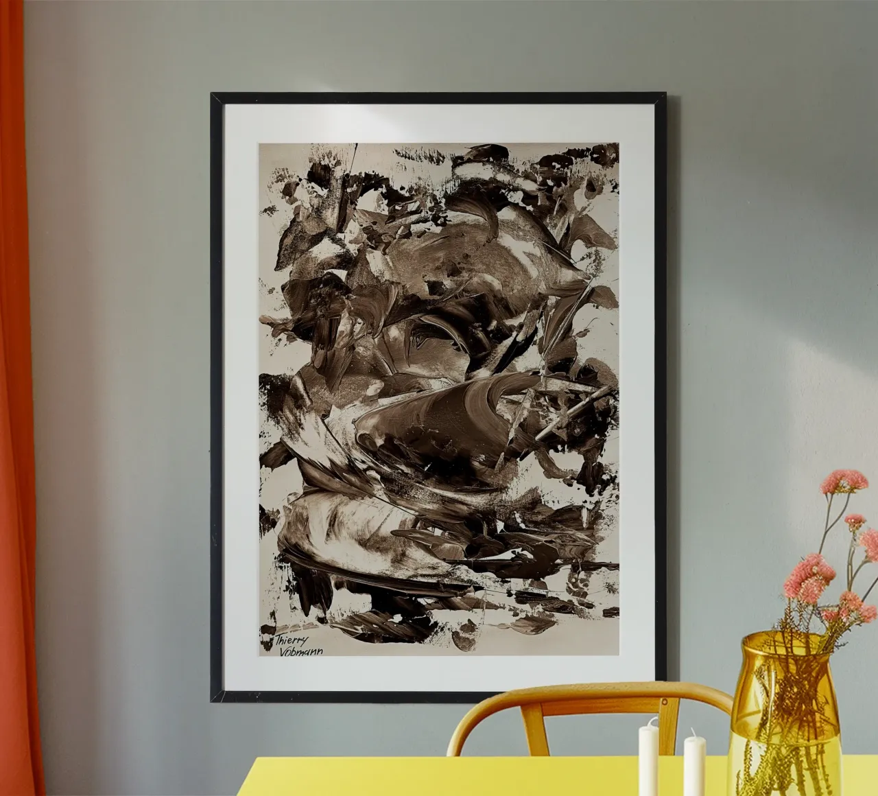 SEPIA 25 poster con telaio in plastica da Thierry Vobmann Abstract painting