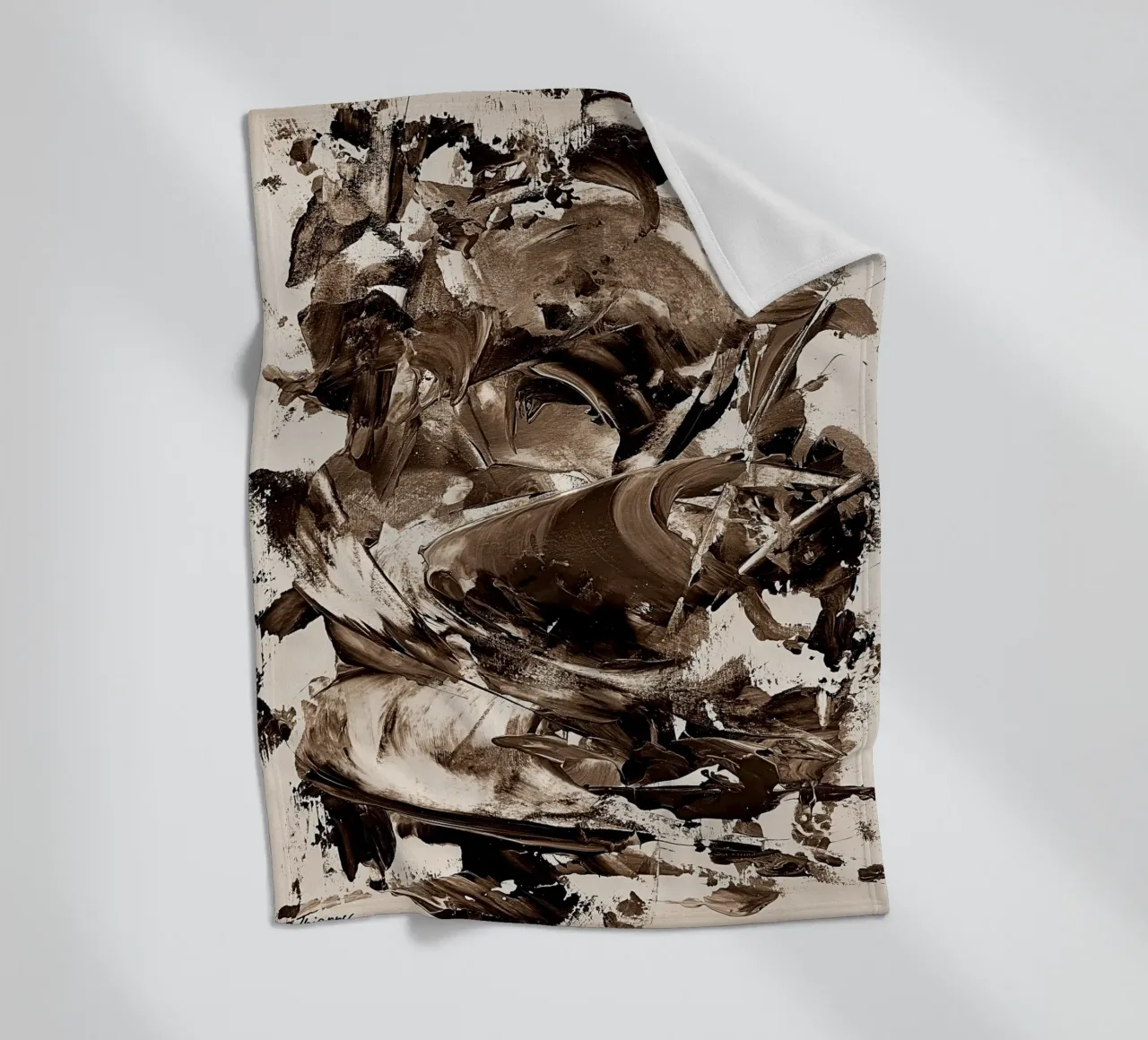 SEPIA 25 fleece blanket by Thierry Vobmann Abstract painting