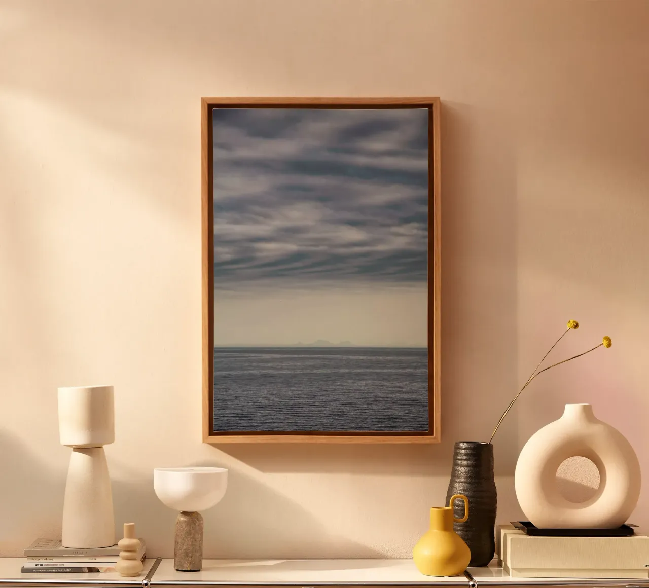 Let's Meet at the Horizon 2 canvas with Floater frame by Nur Mut