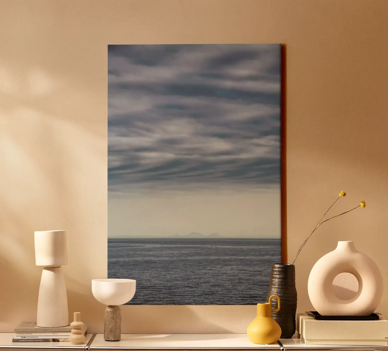 Let's Meet at the Horizon 2 canvas with Floater frame by Nur Mut