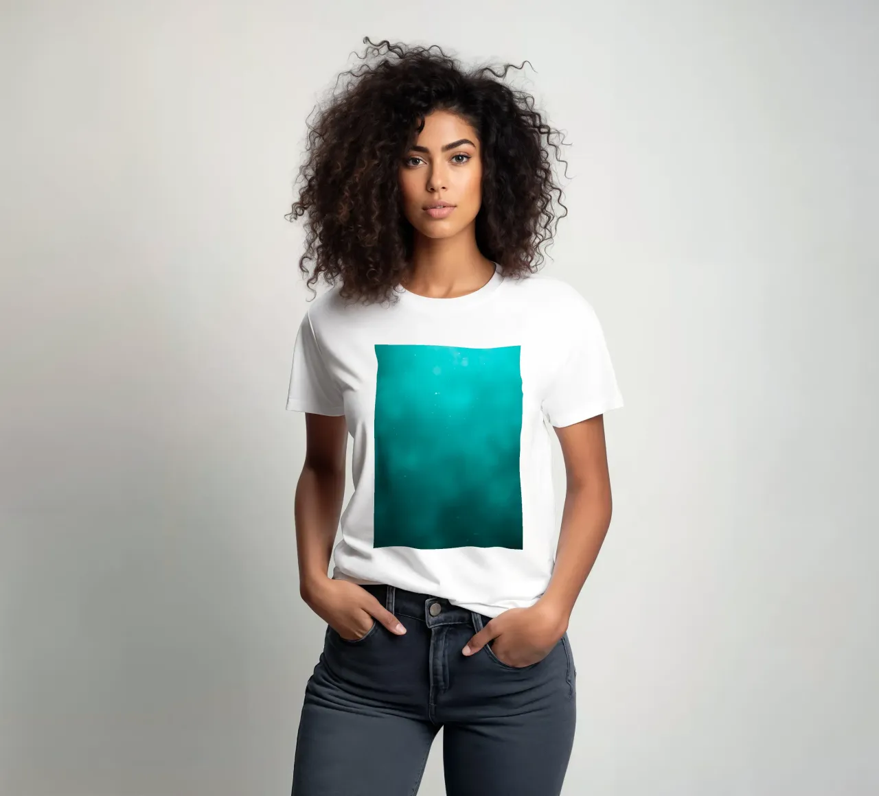 Abstract turquoise background creating a serene atmosphere t-shirt by DesignDoodle