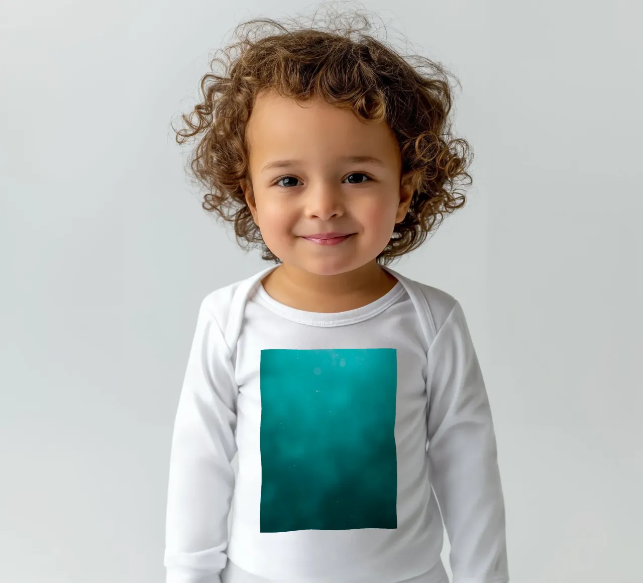 Abstract turquoise background creating a serene atmosphere long-sleeve baby romper by DesignDoodle