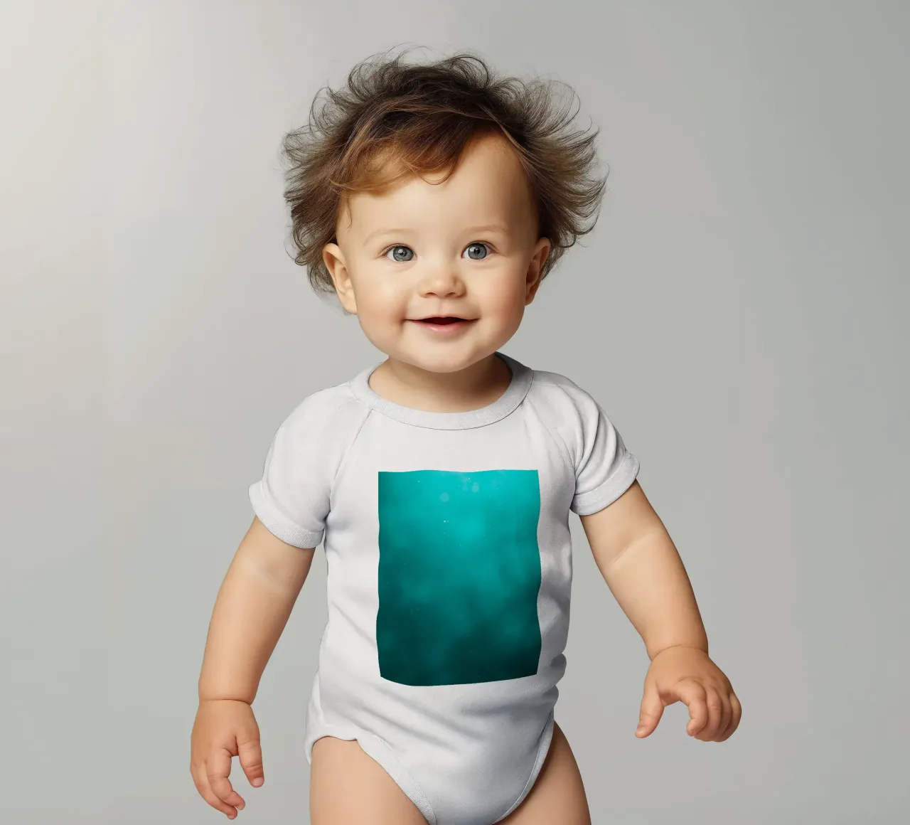 Abstract turquoise background creating a serene atmosphere short-sleeve baby romper by DesignDoodle