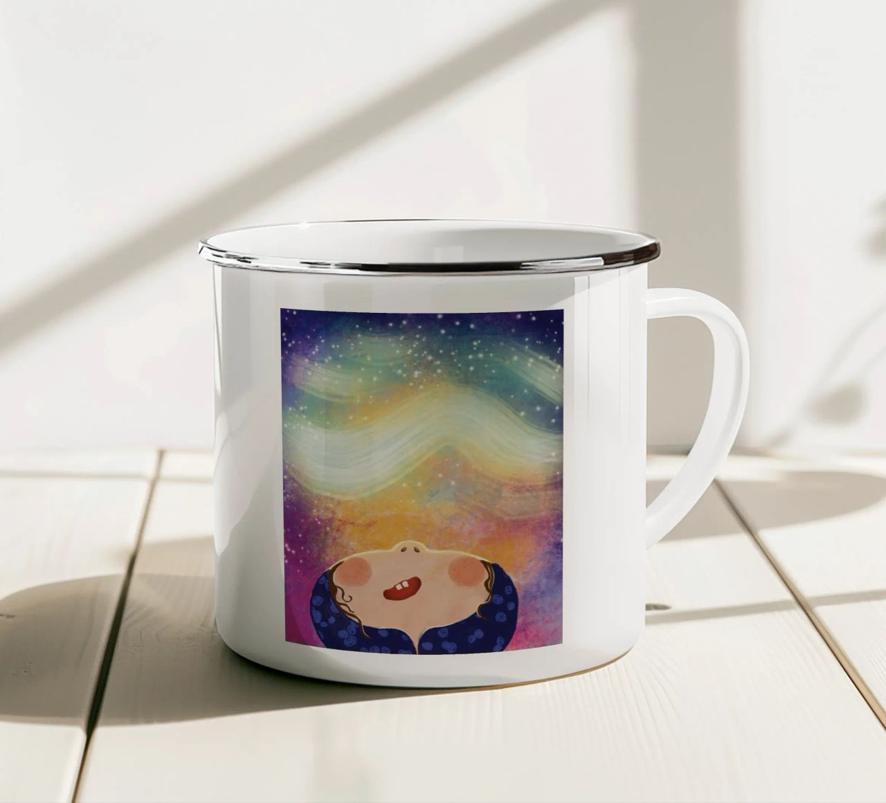Stargazer - Aurora boreale tazza in smalto da Honigbrombeere