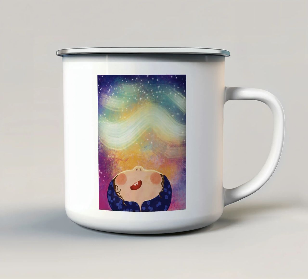 Stargazer - Aurora boreale tazza in smalto da Honigbrombeere