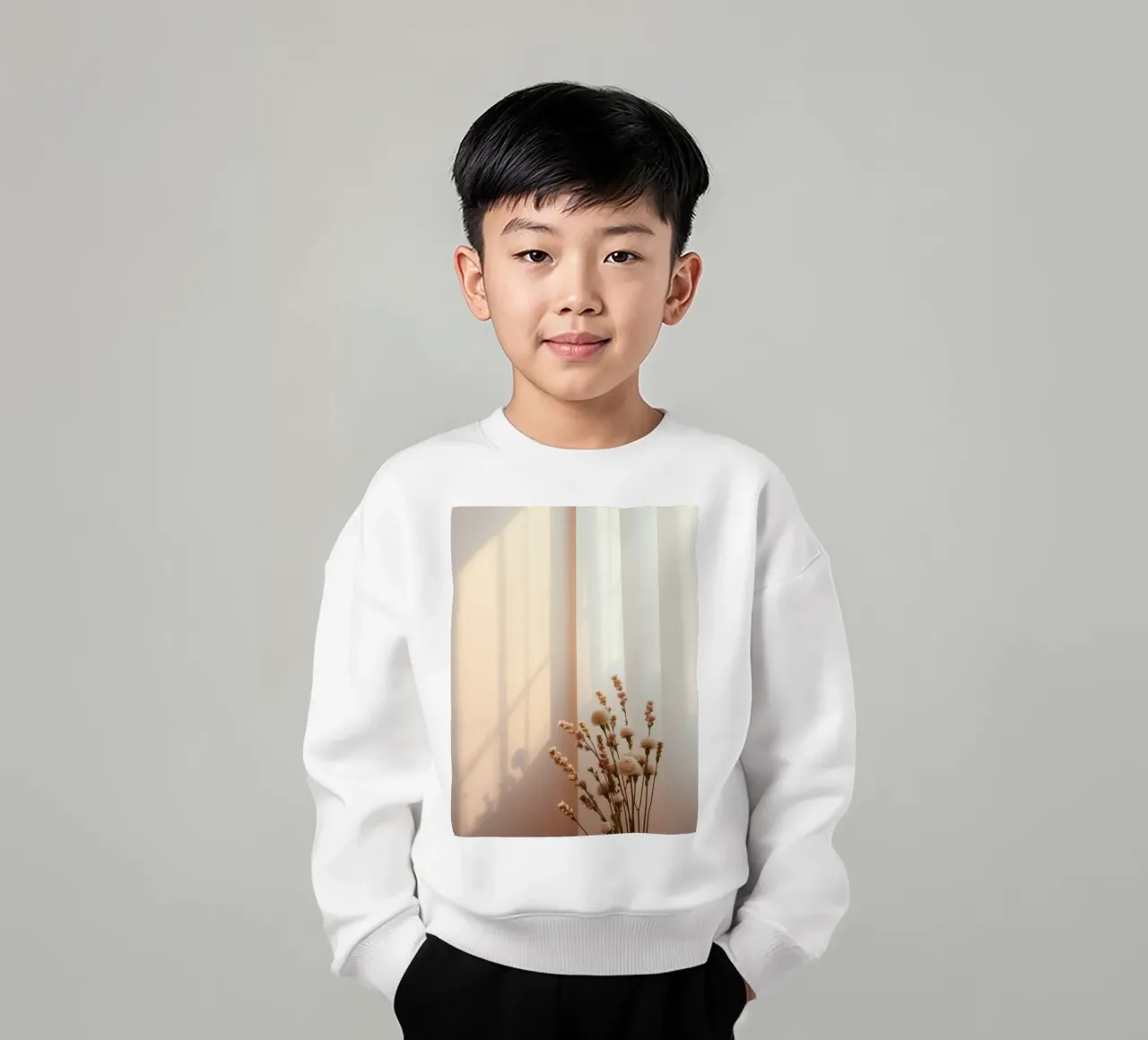 La luce soffusa filtra attraverso tende velate con fiori tranquilli. felpa bambino da DesignDoodle