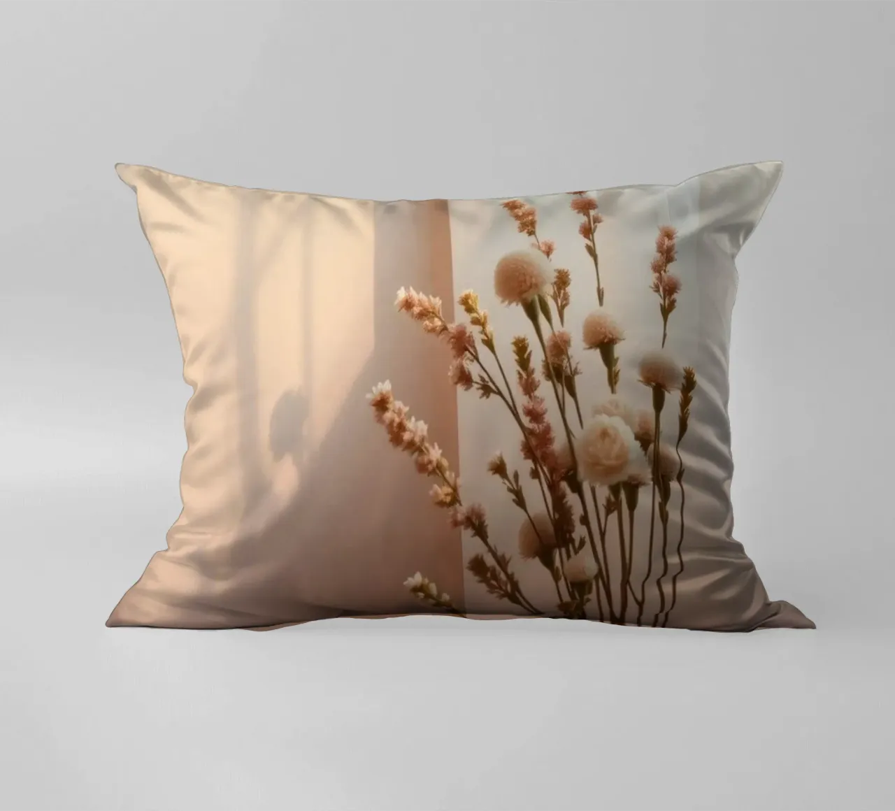 La luce soffusa filtra attraverso tende velate con fiori tranquilli. cuscino da DesignDoodle