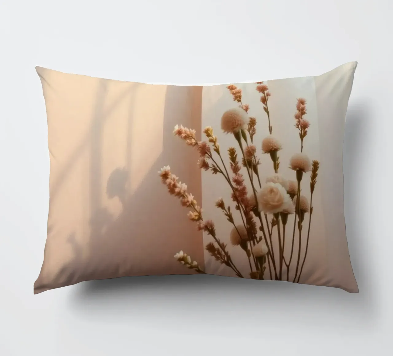 La luce soffusa filtra attraverso tende velate con fiori tranquilli. cuscino da DesignDoodle