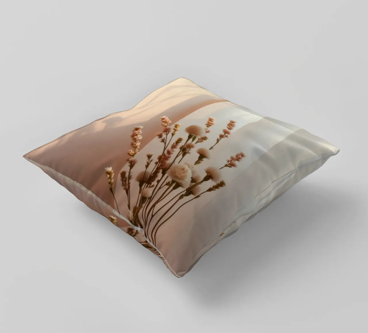 La luce soffusa filtra attraverso tende velate con fiori tranquilli. cuscino da DesignDoodle