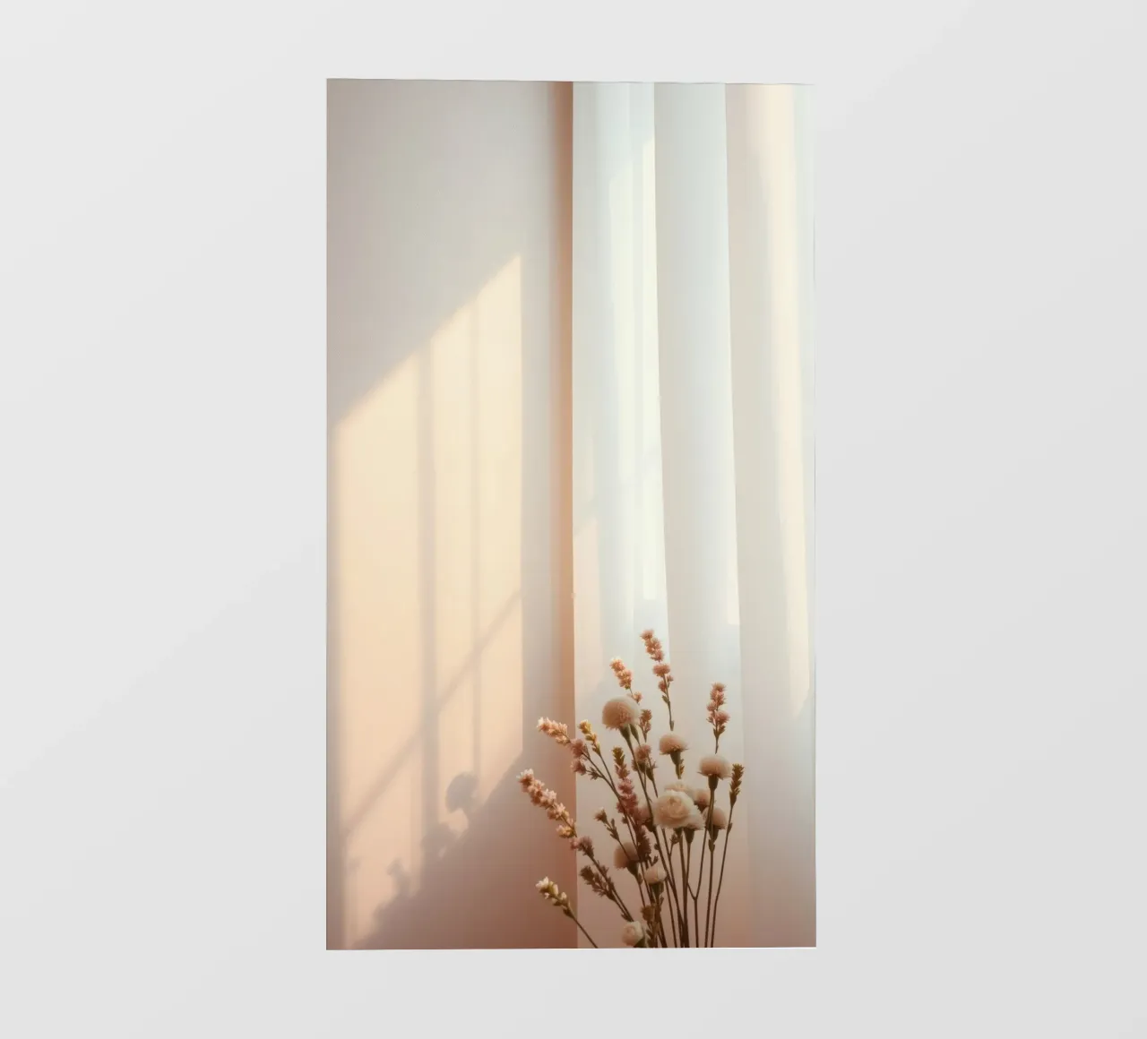 La luce soffusa filtra attraverso tende velate con fiori tranquilli. telo in pvc da DesignDoodle