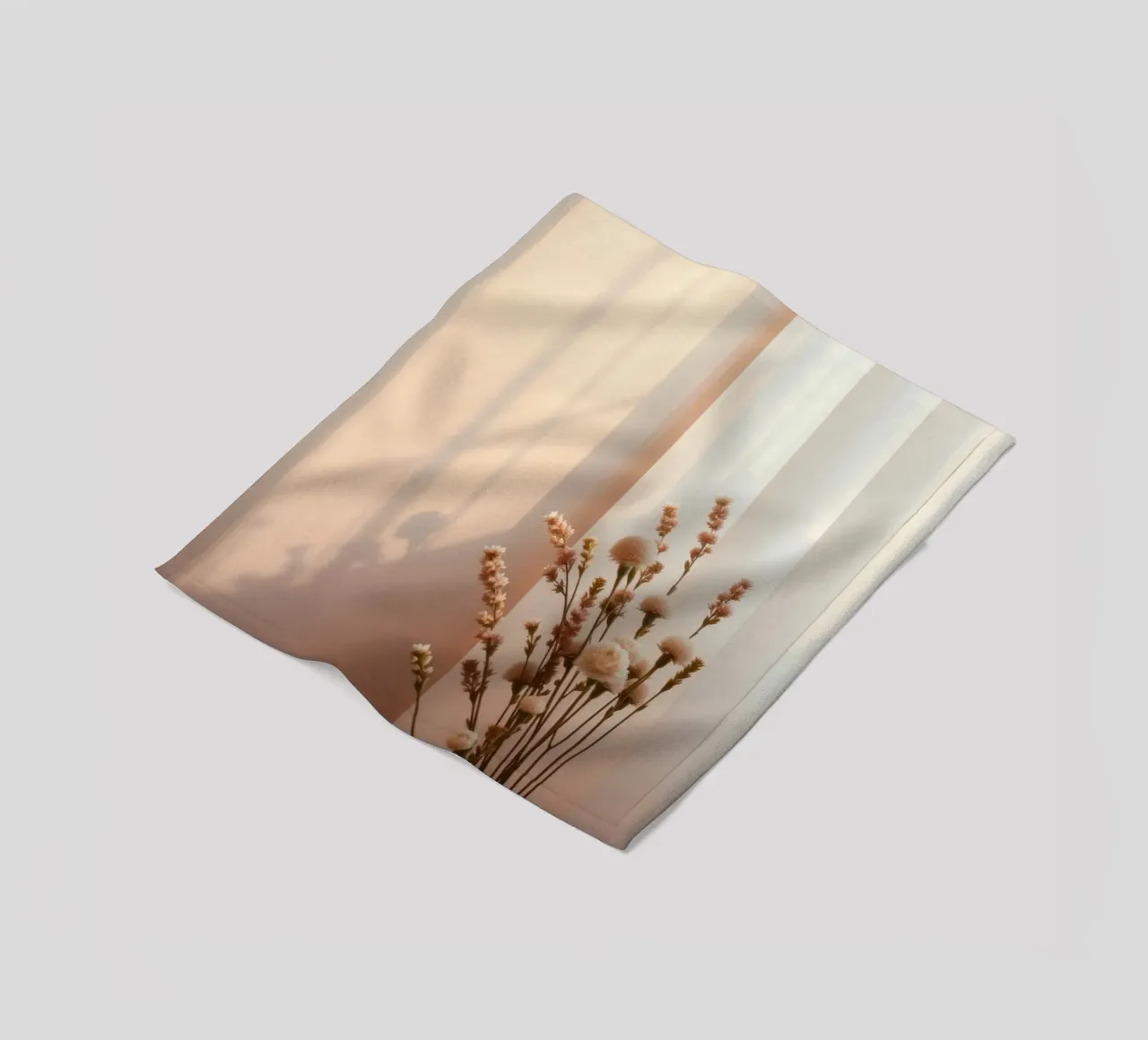 Soft light filters through sheer curtains with calm flowers fleece blanket by DesignDoodle