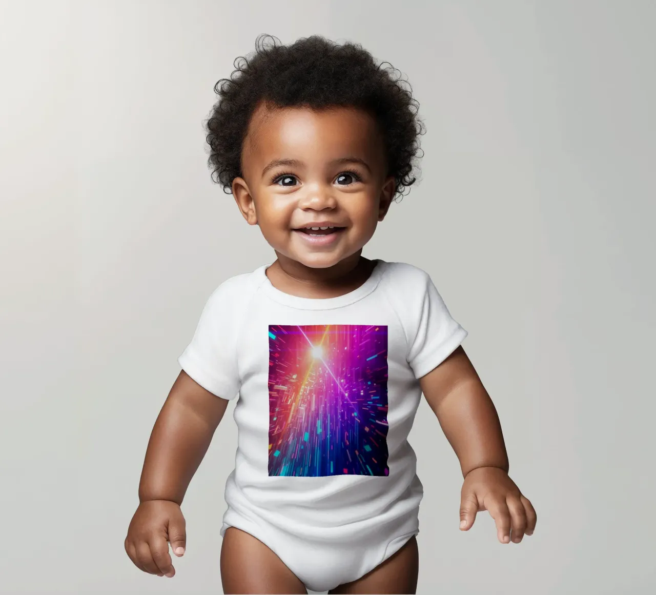Kleurrijk abstract ontwerp met levendige lichtstralen babyrompertje korte mouwen van DesignDoodle