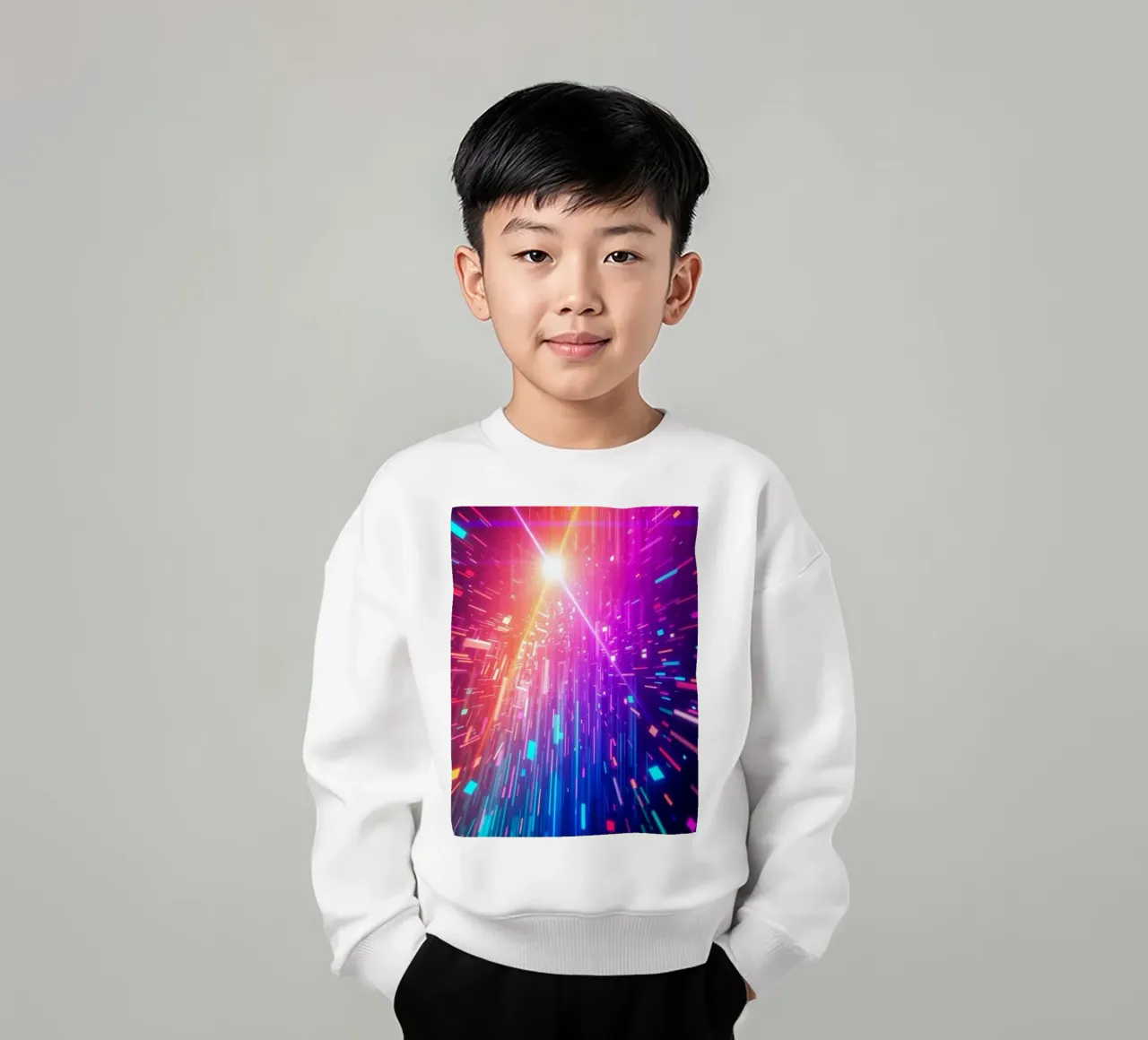 Kleurrijk abstract ontwerp met levendige lichtstralen kinder sweatshirt van DesignDoodle