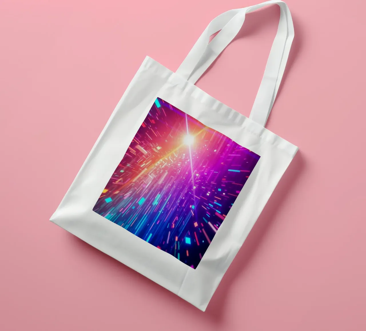 Motif abstrait coloré représentant des rayons de lumière vibrants tote bag de DesignDoodle