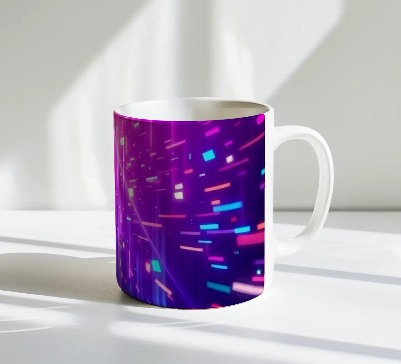 Kleurrijk abstract ontwerp met levendige lichtstralen keramische mok van DesignDoodle