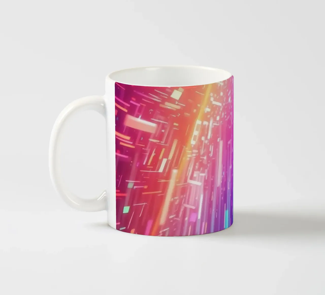 Kleurrijk abstract ontwerp met levendige lichtstralen keramische mok van DesignDoodle