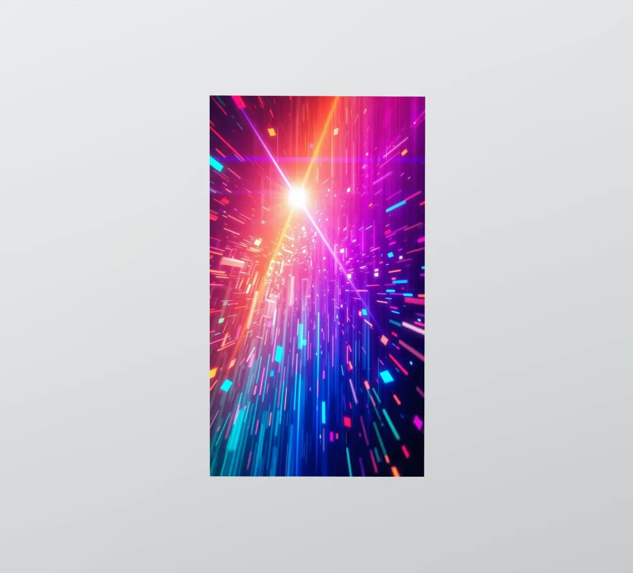 Motif abstrait coloré représentant des rayons de lumière vibrants autocollant de DesignDoodle