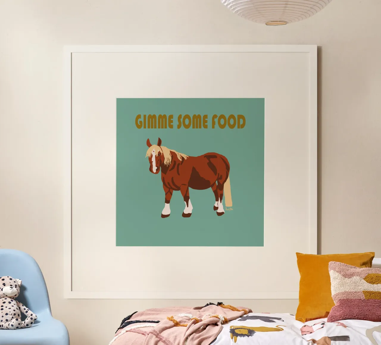 Gimme some food poster con telaio in plastica da Mandalla Illustration