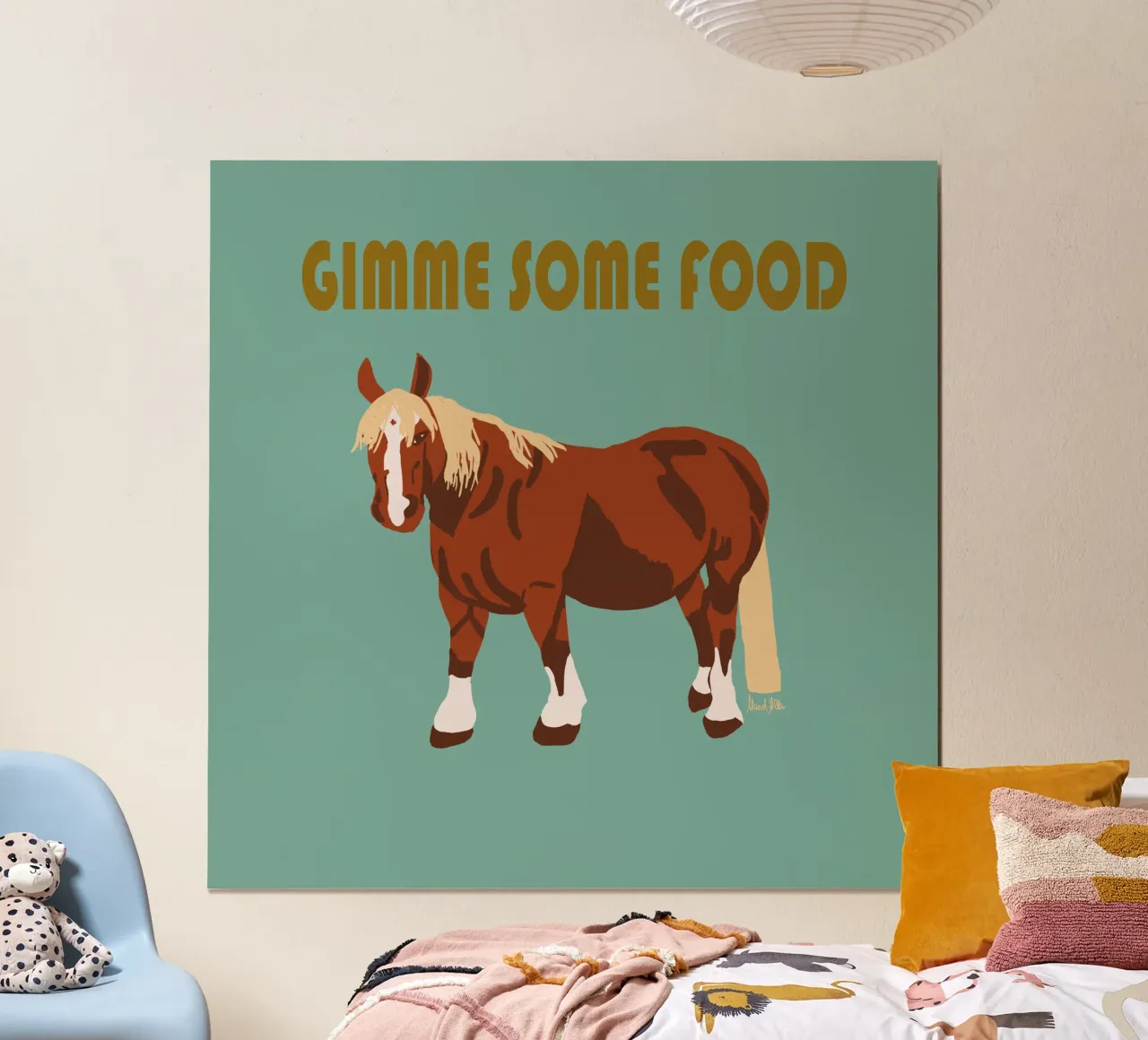 Gimme some food poster con telaio in plastica da Mandalla Illustration