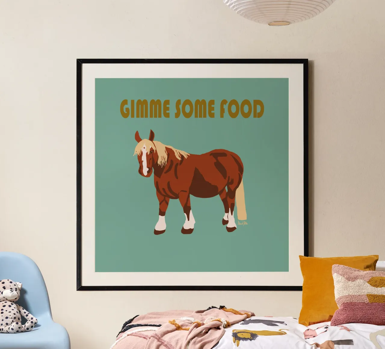 Gimme some food poster con telaio in plastica da Mandalla Illustration