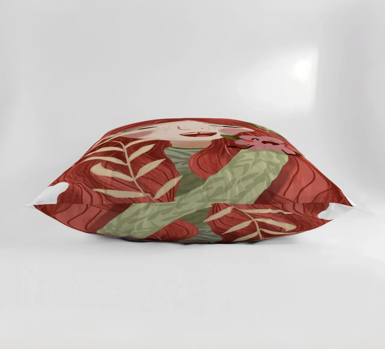 Blumenmädchen mit frecher Blühte decorative cushion by Honigbrombeere