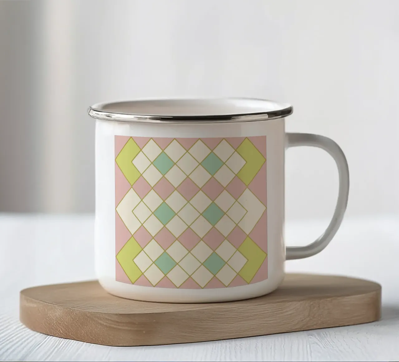 Pastel Geometric Harmony enamel mug by Metron