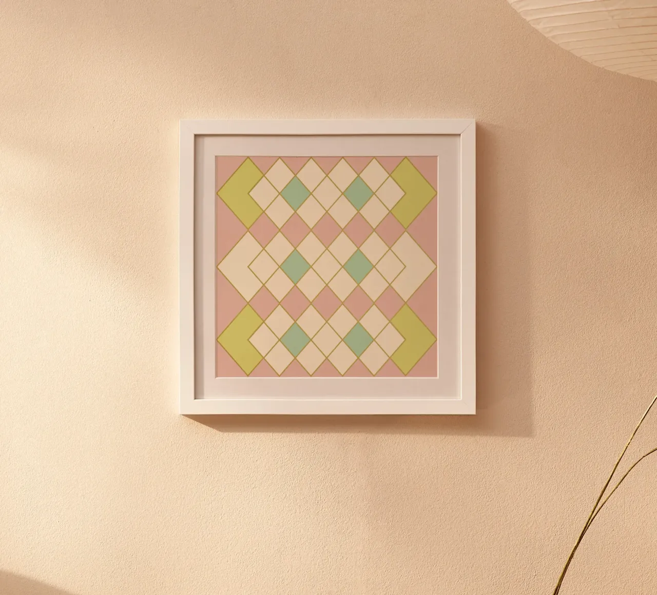 Armonia geometrica pastello poster con telaio in plastica da Metron