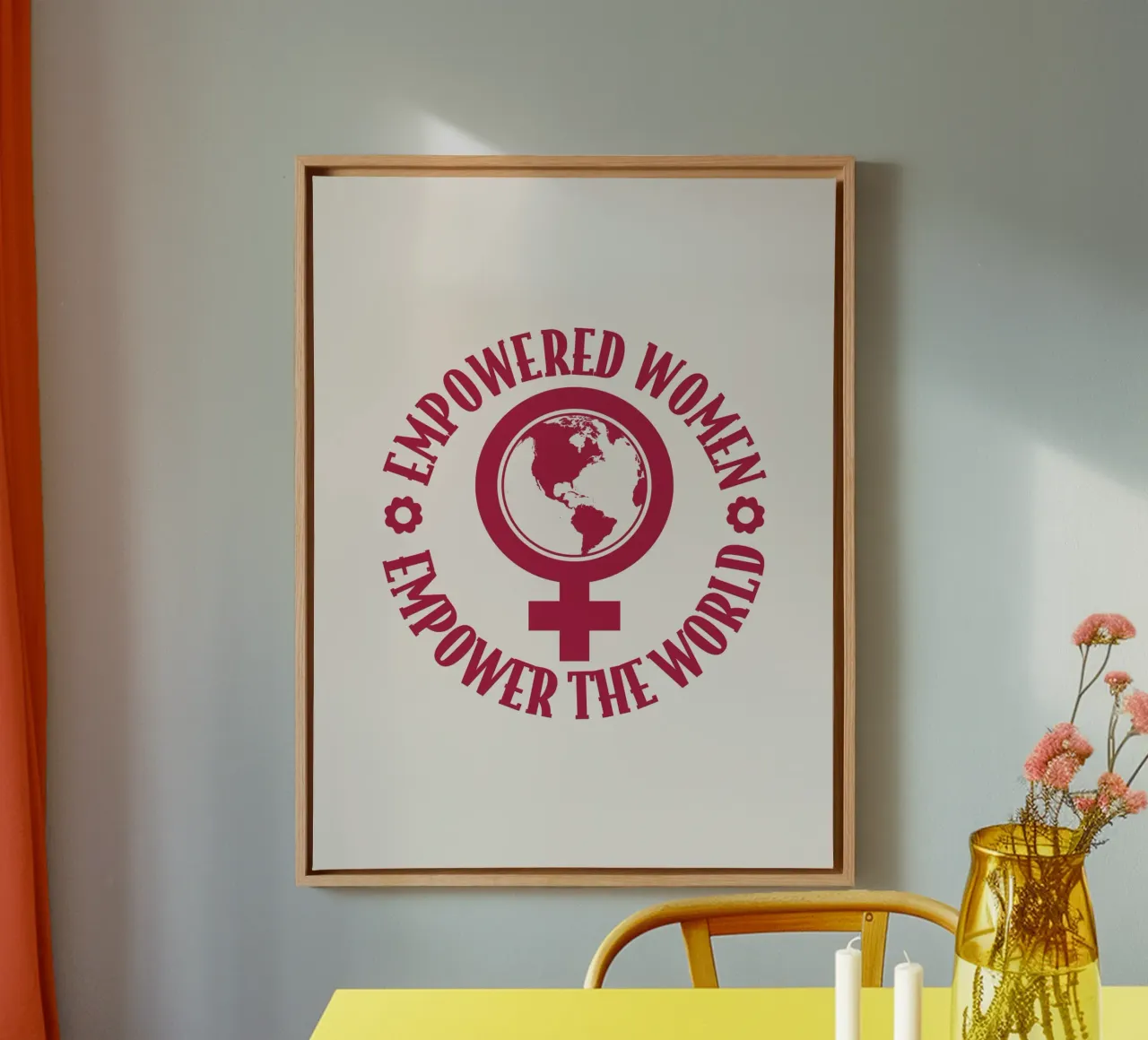 Las mujeres con poder dan poder al mundo lienzo con Marco flotante de cafelab