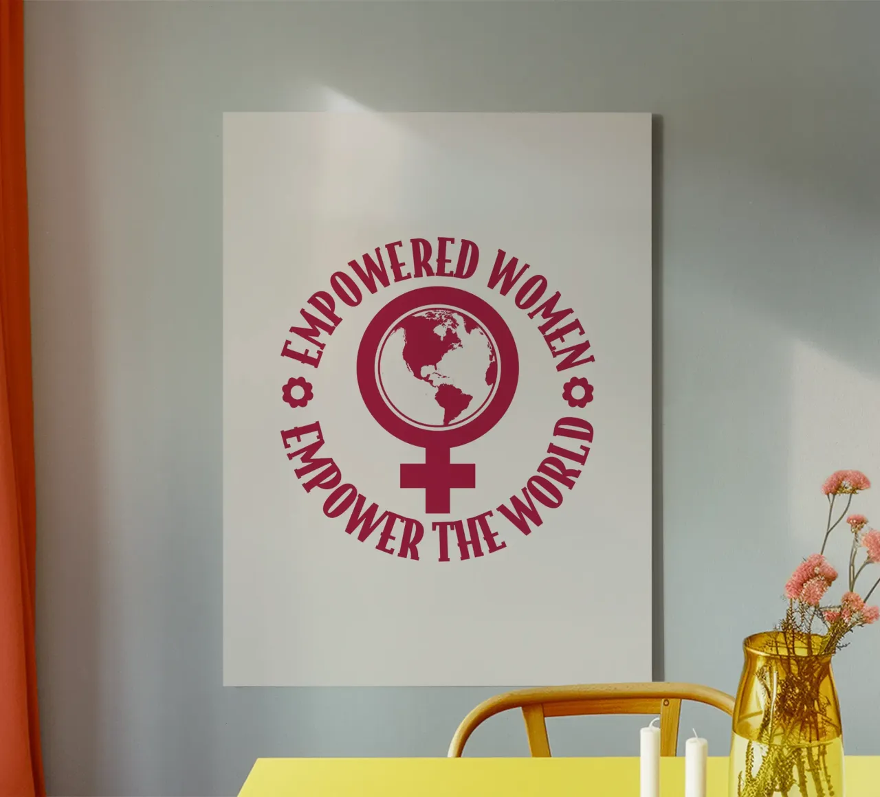 Las mujeres con poder dan poder al mundo lienzo con Marco flotante de cafelab