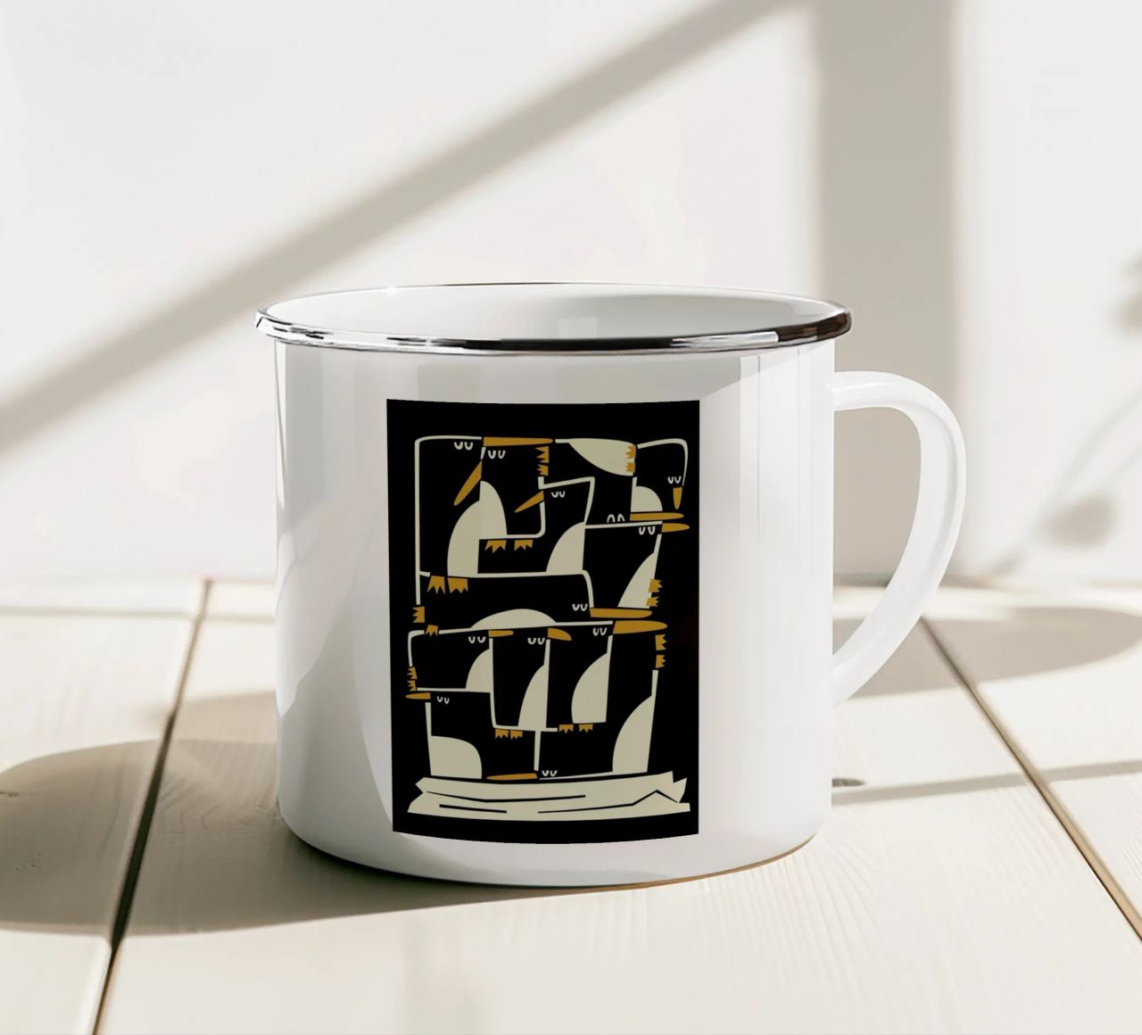 Penguins tazza in smalto da Fox & Velvet