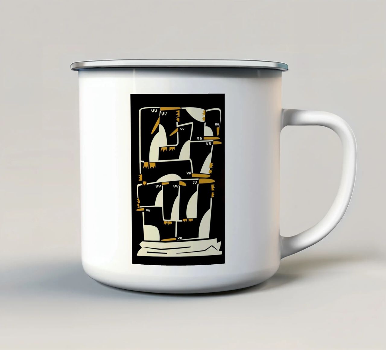 Penguins tazza in smalto da Fox & Velvet