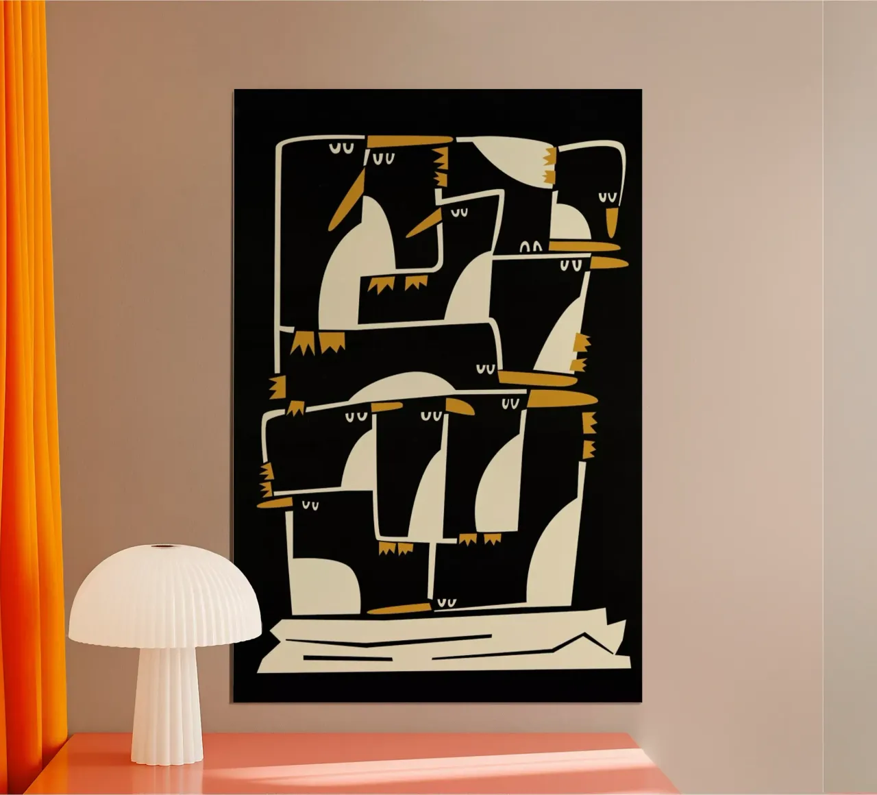 Penguins poster con telaio in alluminio da Fox & Velvet