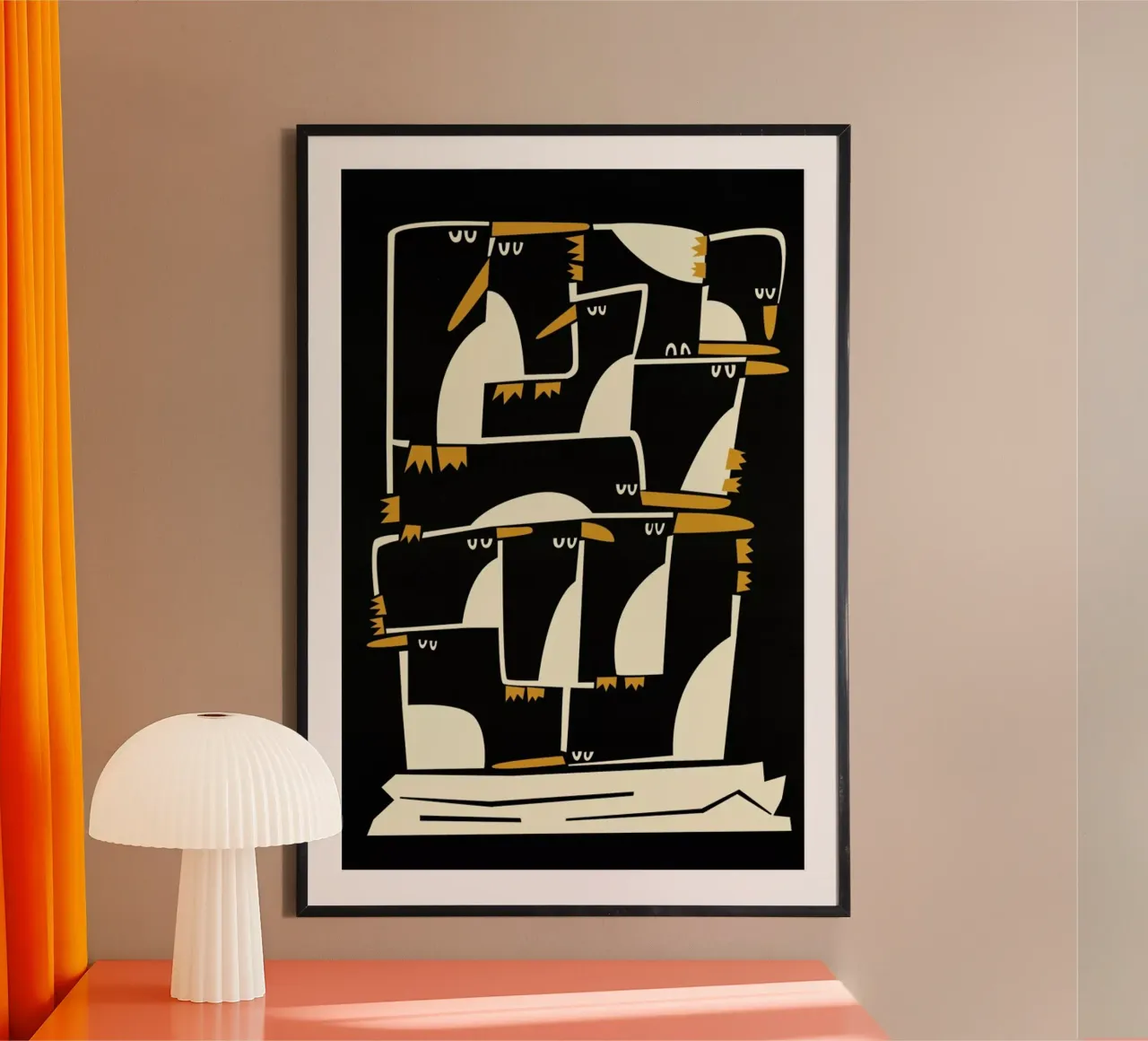 Penguins poster con telaio in alluminio da Fox & Velvet