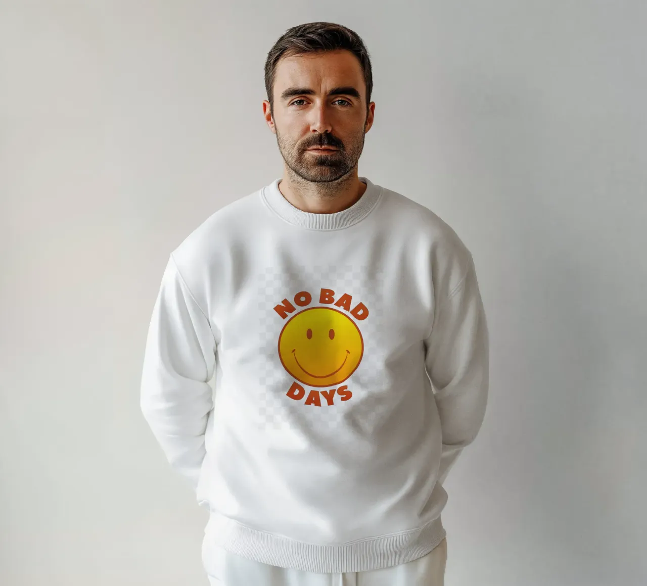 Retro "No Bad Days" Smiley Face Art Print felpa da showmemars