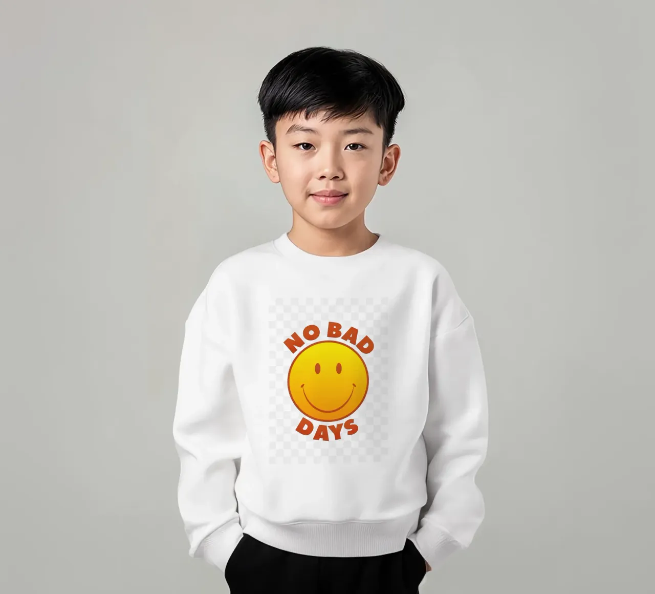 Retro "No Bad Days" Smiley Face Art Print felpa bambino da showmemars
