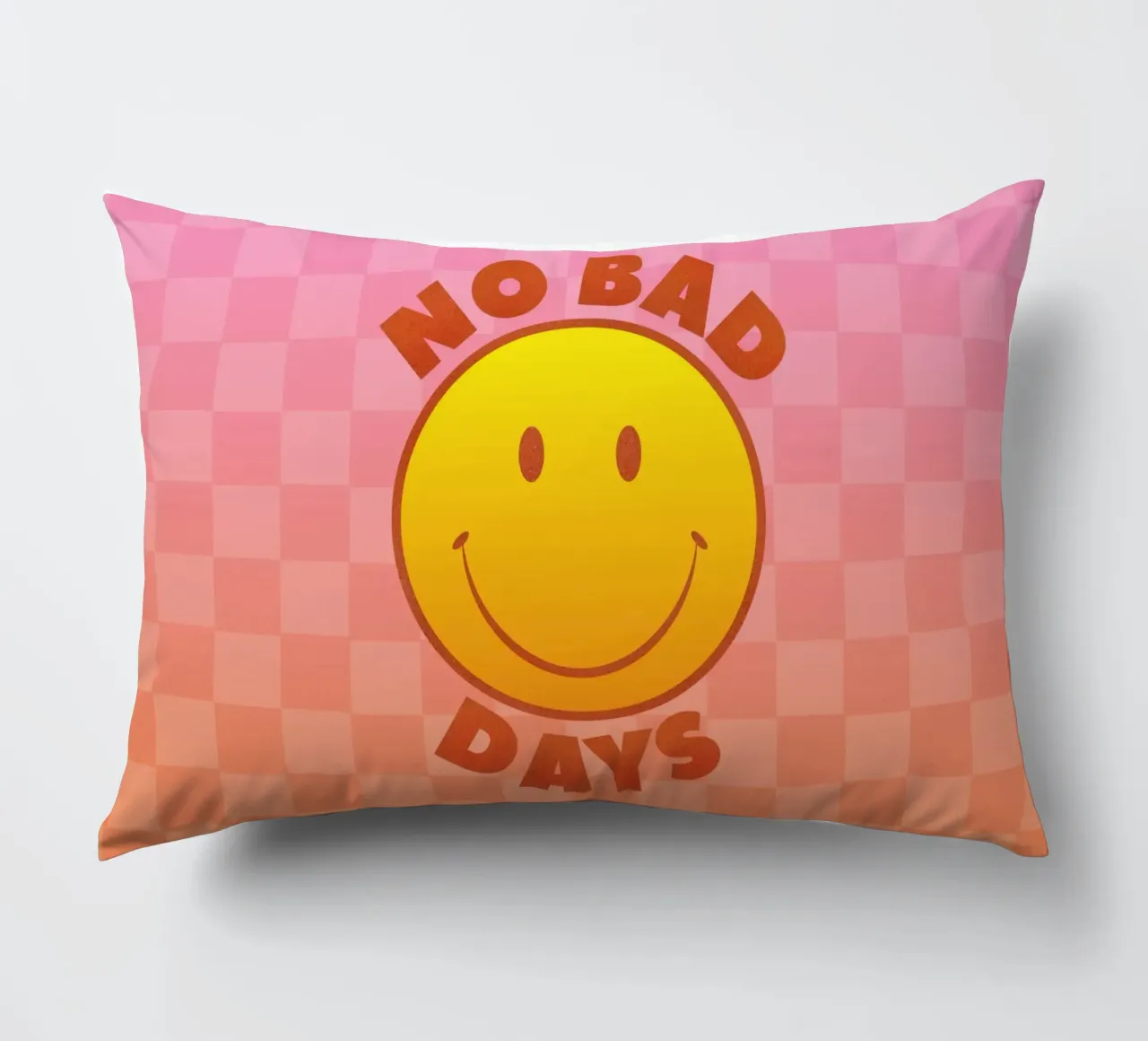 Retro "No Bad Days" Smiley Face Art Print cuscino da showmemars