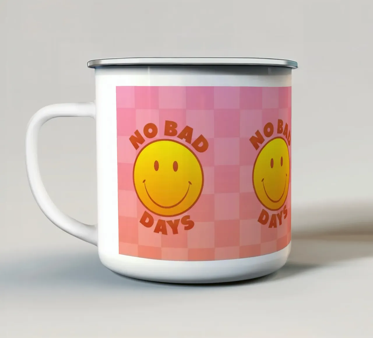 Retro "No Bad Days" Smiley Face Art Print tazza in smalto da showmemars