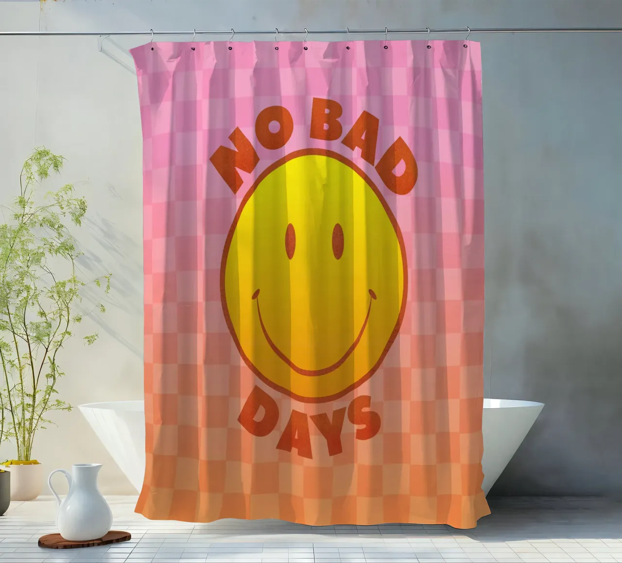 Retro "No Bad Days" Smiley Face Art Print tenda da doccia da showmemars