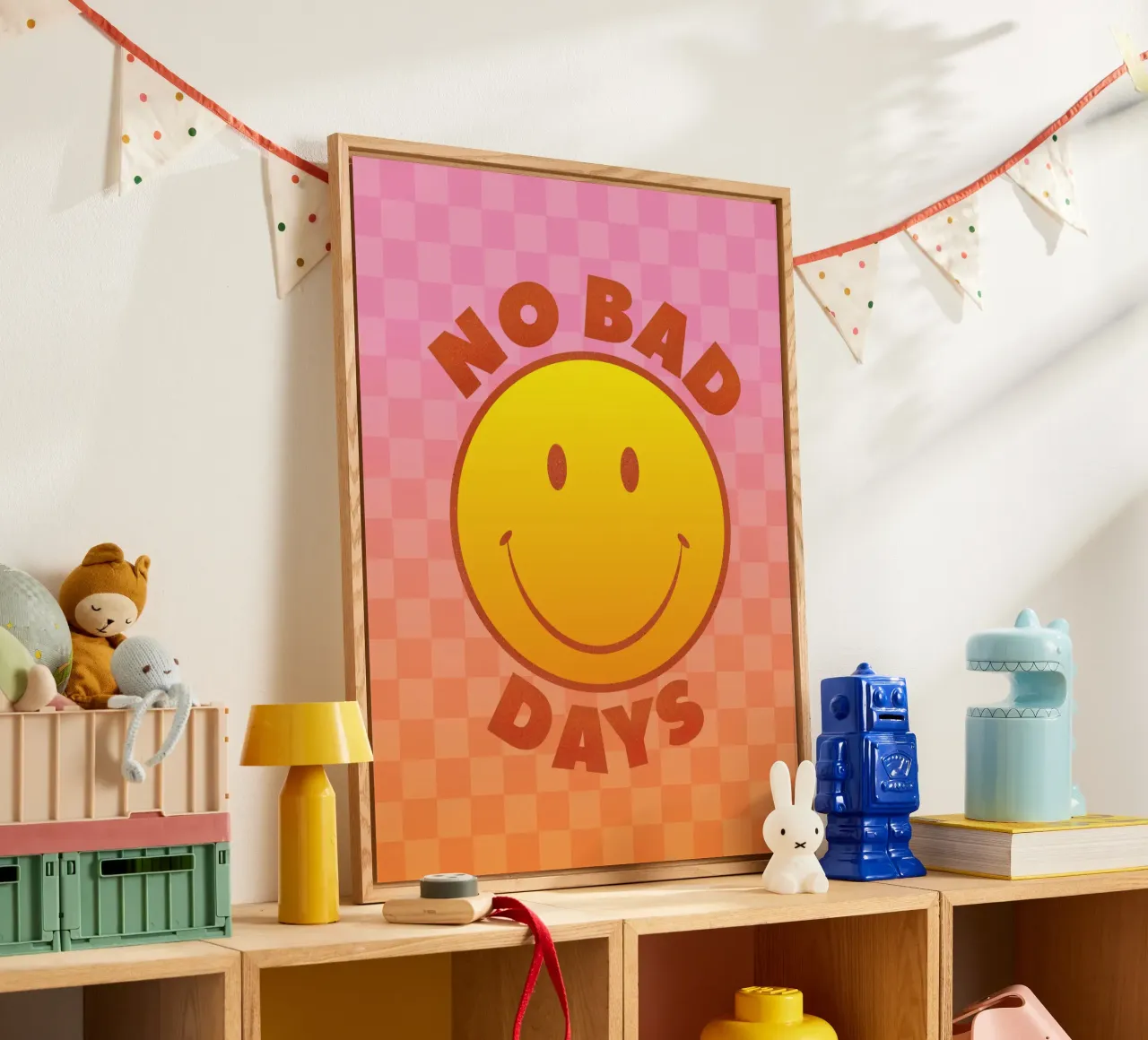 Retro "No Bad Days" Smiley Face Art Print plexiglass da showmemars