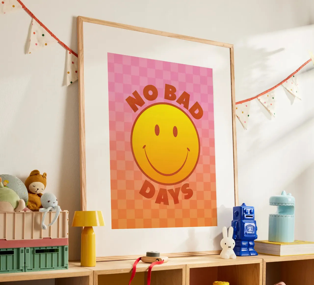 Retro "No Bad Days" Smiley Face Art Print carta hahnemühle da showmemars