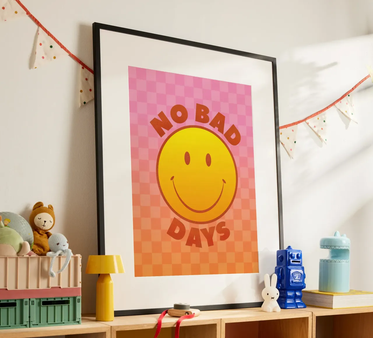 Retro "No Bad Days" Smiley Face Art Print carta hahnemühle da showmemars