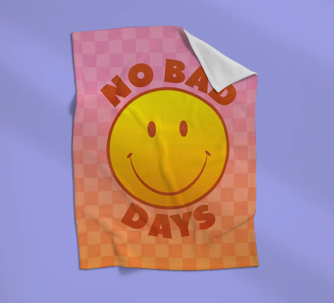 Retro "No Bad Days" Smiley Face Art Print coperta in pile da showmemars