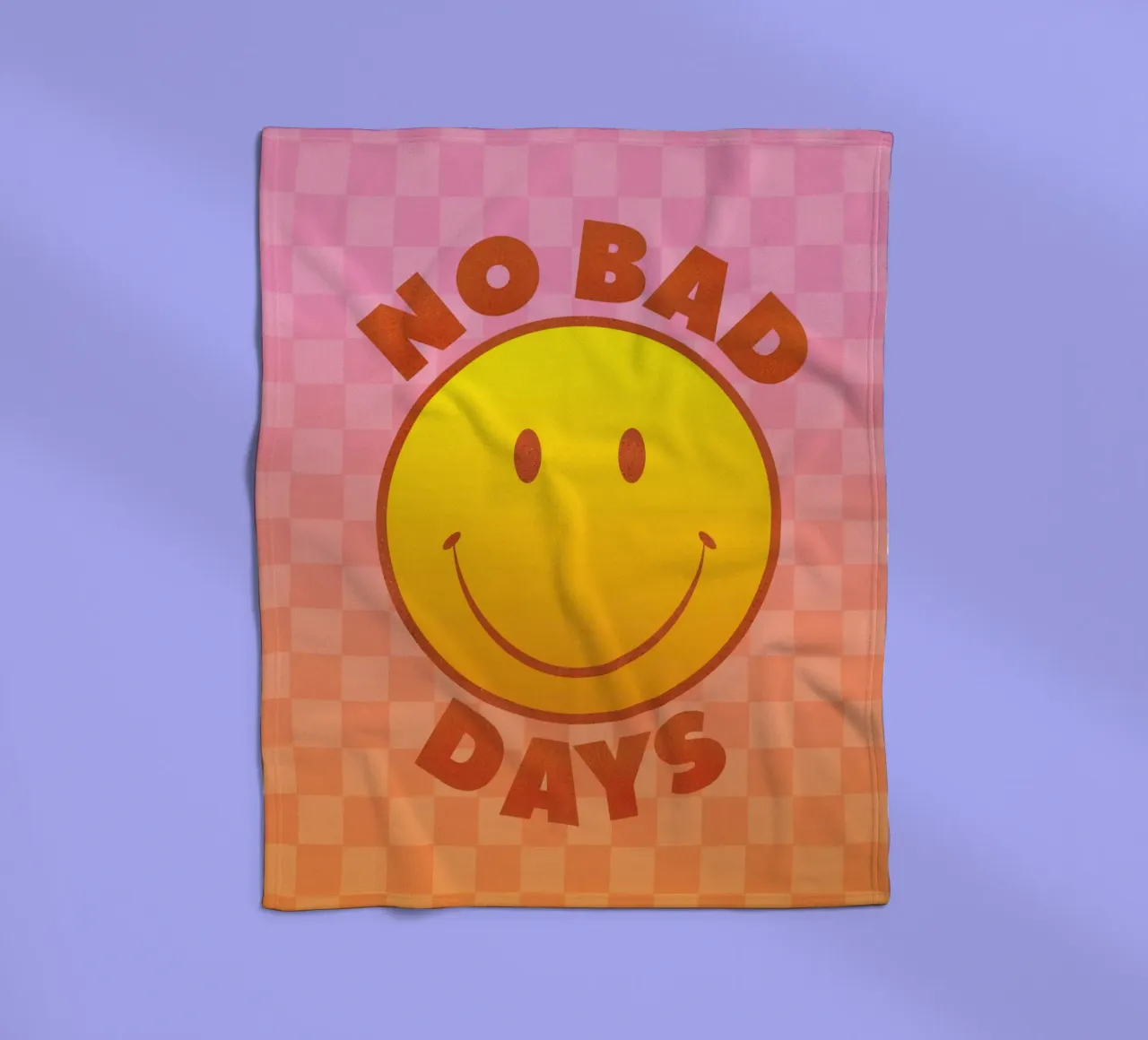 Retro "No Bad Days" Smiley Face Art Print coperta in pile da showmemars