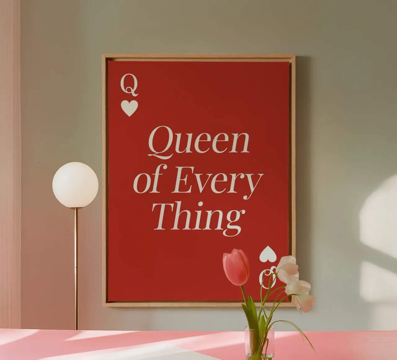 Queen of everything quote (Red tone) canvas by Paigaam Studio