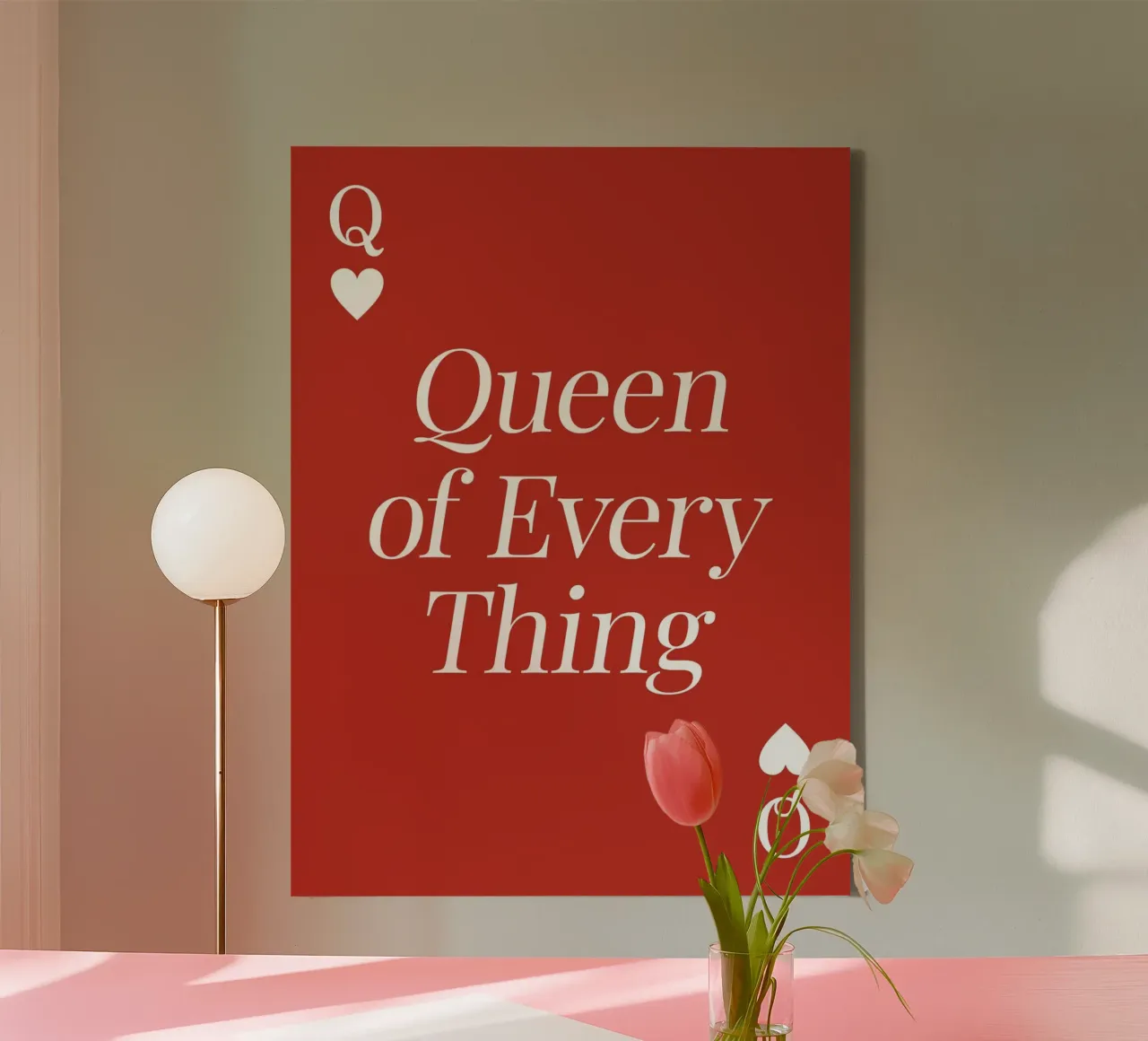 Queen of everything quote (Red tone) canvas by Paigaam Studio