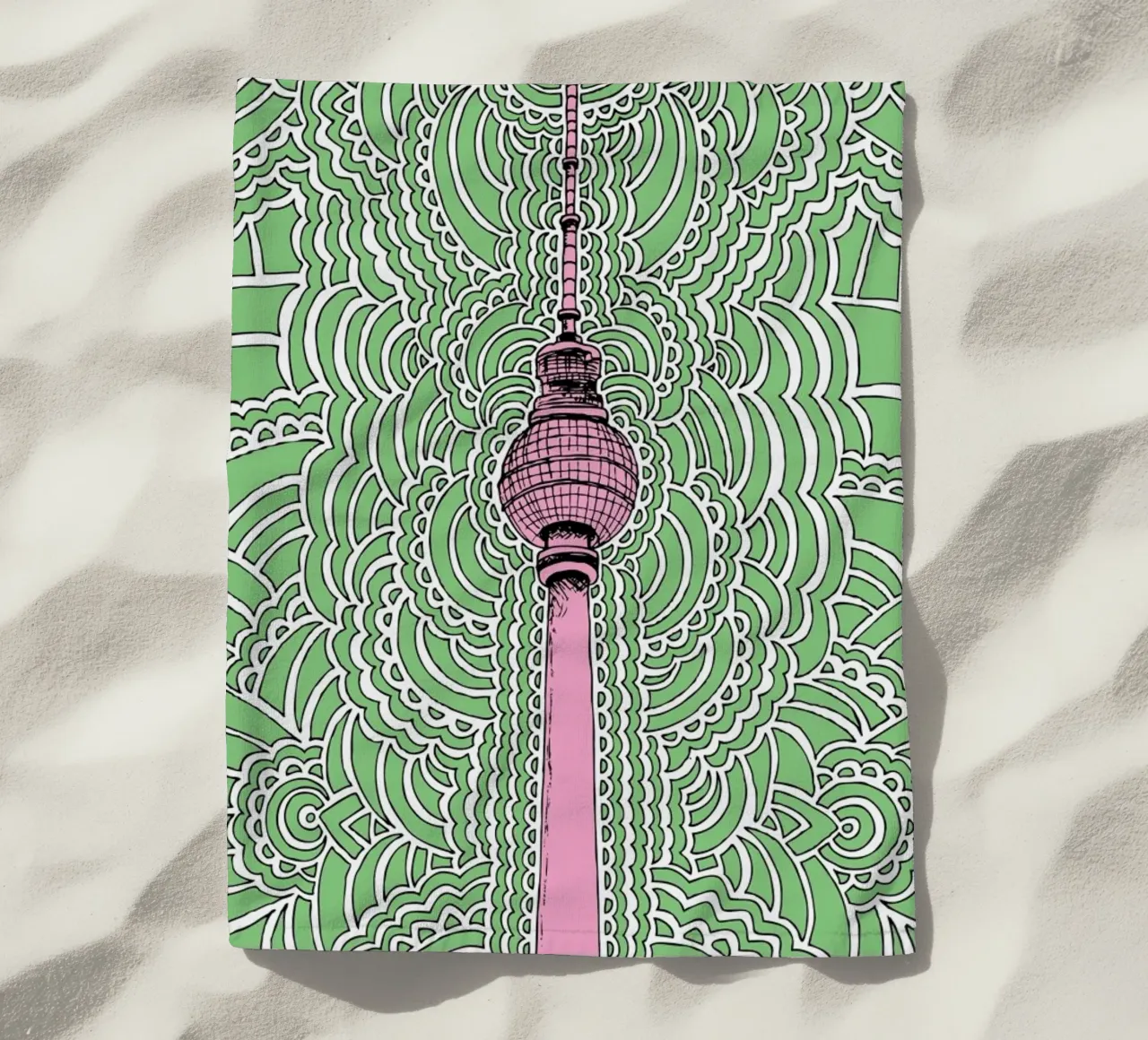 Green Fernsehturm Drawing Meditation telo mare da KP Design