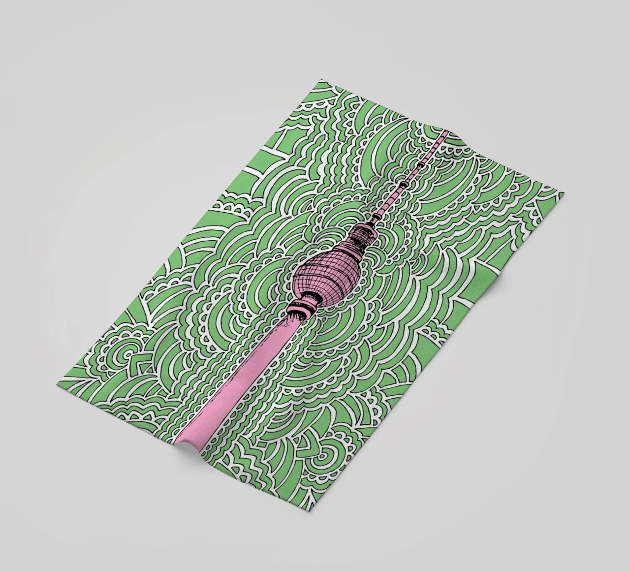 Green Fernsehturm Drawing Meditation telo mare da KP Design